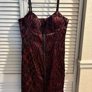 Guess Wine Red and Black Leopard Mini Dress